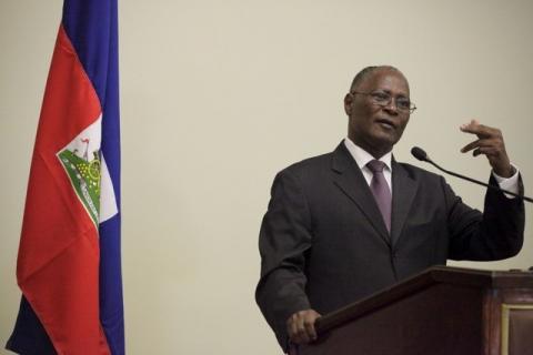 Haiti's interim President Jocelerme Privert speaks during a news conference in the National Palace in Port-au-Prince, Haiti, February 19, 2016. PHOTO BY REUTERS/Andres Martinez Casares