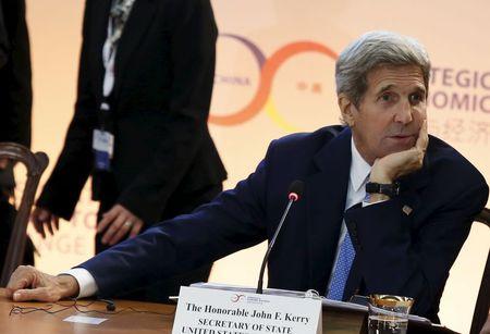 U.S. Secretary of State John Kerry attends U.S.-China Strategic and Economic Dialogue (S&ED) at the State Department in Washington, June 23, 2015. PHOTO BY REUTERS/Yuri Gripas