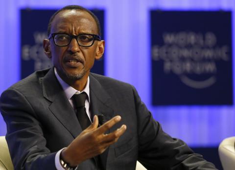 Rwanda President Paul Kagame attends a session at the annual meeting of the World Economic Forum (WEF) in Davos