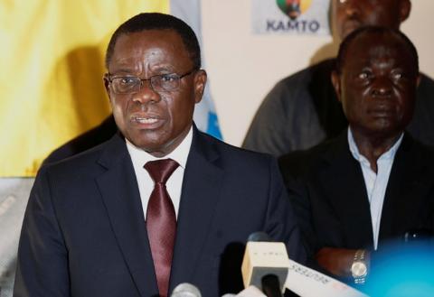 Maurice Kamto, a presidential candidate of Renaissance Movement (MRC), speaks during his news conference at his headquarter in Yaounde, Cameroon, October 8, 2018. PHOTO BY REUTERS/Zohra Bensemra
