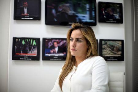 Karma Khayat, vice president of Al-Jadeed television sits during an interview with Reuters in Beirut, Lebanon, September 18, 2015. PHOTO BY REUTERS/Alia Haju