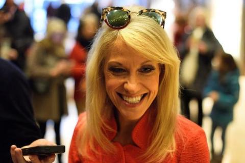 Kellyanne Conway, campaign manager and senior advisor to the Trump Presidential Transition Team, speaks to the press at Trump Tower in New York, U.S., December 4, 2016. PHOTO BY REUTERS/Darren Ornitz