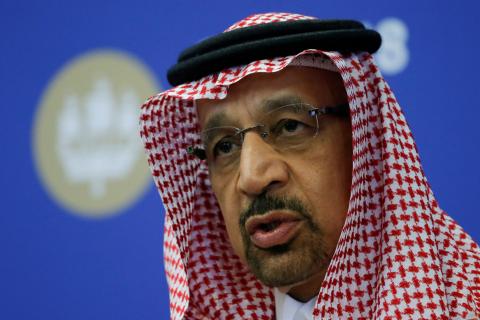 Saudi Energy Minister Khalid al-Falih attends a session of the St. Petersburg International Economic Forum, Russia, May 25, 2018. PHOTO BY REUTERS/Sergei Karpukhin