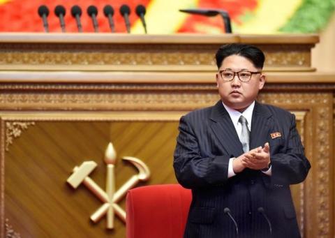 North Korean leader Kim Jong Un claps during the first congress of the country's ruling Workers' Party in 36 years, in Pyongyang, North Korea, May 9, 2016. PHOTO BY REUTERS/Kyodo