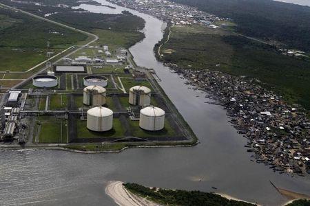 A view of the Nigeria Liquified Natural Gas Company (NLNG) near Finima village, during an aerial tour by the Royal Dutch Shell company, in Bonny, March 22, 2013. PHOTO BY REUTERS/Akintunde Akinleye