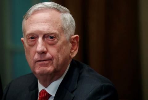U.S. Defense Secretary James Mattis listens as U.S. President Donald Trump (not pictured) speaks to the news media while gathering for a briefing from his senior military leaders in the Cabinet Room at the White House in Washington, U.S., October 23, 2018. PHOTO BY REUTERS/Leah Millis