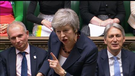 A still image from a video footage shows Britain's Prime Minister Theresa May speaking during Prime Minister's Questions in the House of Commons, in central London, Britain, November 14, 2018. PHOTO BY REUTERS/Parbul TV
