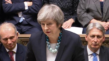 Britain's Prime Minister Theresa May makes a statement in the House of Commons, London, Britain, December 10, 2018. PHOTO BY REUTERS/Parliament TV