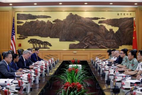 China's Central Military Commission Vice Chairman Fan Changlong (2nd R) and U.S. National Security Advisor Susan Rice (2nd L) attend a meeting at the Bayi Building in Beijing, China, July 25, 2016. PHOTO BY REUTERS/Jason Lee