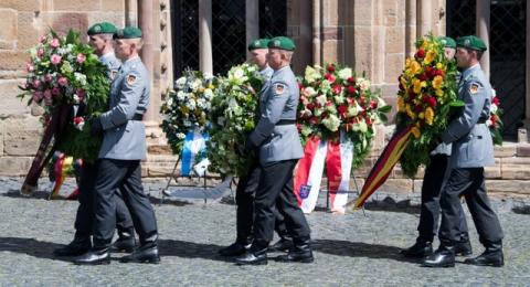 Memorial service for two German soldiers of the Combat Helicopter Regiment 36 who died on July 26, 2017 on a mission in Mali, during a memorial service at the Dom of St. Peter in Fritzlar, Germany, August 3, 2017. PHOTO BY REUTERS/Swen Pfoertner