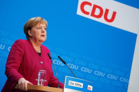 German Chancellor Angela Merkel speaks as she attends a news conference following the Hesse state election in Berlin, Germany, October 29, 2018. PHOTO BY REUTERS/Hannibal Hanschke