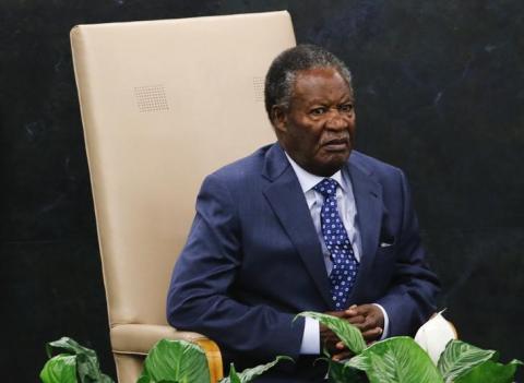Zambia's President Michael Chilufya Sata waits to address the 68th session of the United Nations General Assembly at the U.N. headquarters in New York, September 24, 2013. PHOTO BY REUTERS/Ray Stubblebine