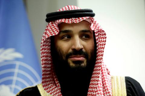 Saudi Arabia's Crown Prince Mohammed bin Salman during a meeting with U.N Secretary-General Antonio Guterres at the United Nations in New York on March 27, 2018. PHOTO BY REUTERS/Amir Levy