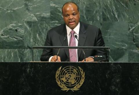 Swaziland King Mswati III addresses the 72nd United Nations General Assembly at U.N. headquarters in New York, U.S., September 20, 2017. PHOTO BY REUTERS/Lucas Jackson