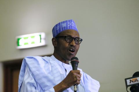 Opposition presidential candidate Muhammadu Buhari, of the All Progressives' Congress (APC), addresses the APC leadership meeting in Abuja, February 17, 2015. PHOTO BY REUTERS/Afolabi Sotunde