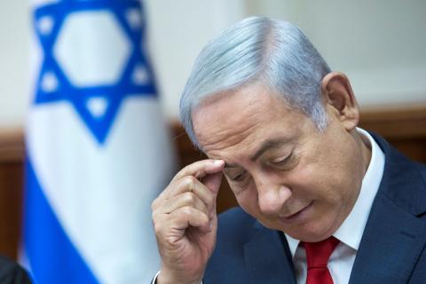 Israeli Prime Minister Benjamin Netanyahu attends the weekly cabinet meeting at his office in Jerusalem, August 12, 2018. PHOTO BY REUTERS/Jim Hollander