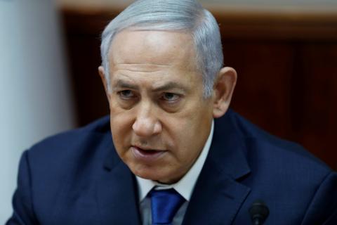 Israeli Prime Minister Benjamin Netanyahu attends the weekly cabinet meeting at his office in Jerusalem, December 16, 2018. PHOTO BY REUTERS/Abir Sultan