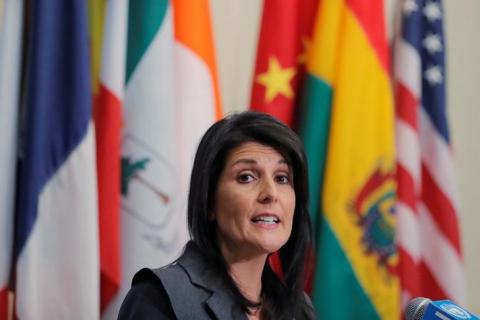 U.S. Ambassador to the United Nations Nikki Haley speaks at UN headquarters in New York, U.S., January 2, 2018. REUTERS/Lucas Jackson