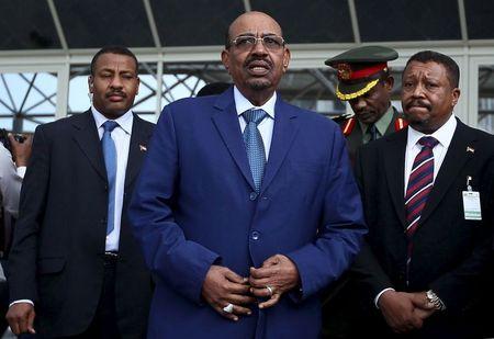 Sudan's President Omar Hassan al-Bashir leaves after attending a peace signing attended by leaders from the region in Ethiopia's captal Addis Ababa, August 17, 2015. PHOTO BY REUTERS/Tiksa Negeri