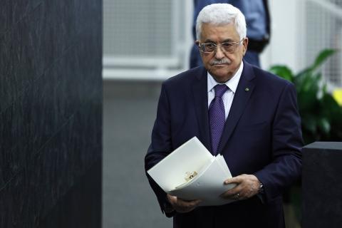 Palestinian President Mahmoud Abbas leaves the podium after addressing the 68th United Nations General Assembly at U.N. headquarters