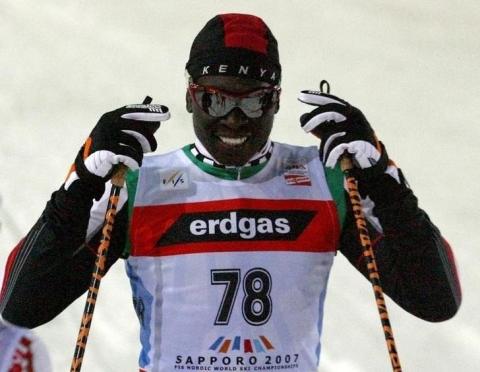 Philip Boit of Kenya pauses after the men's sprint classical competition of the Nordic World Championships at the Sapporo dome in Japan, February 22, 2007. PHOTO BY REUTERS/Michael Dalder