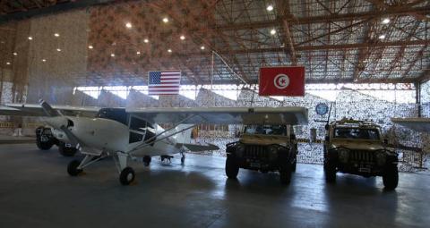 A general view of military equipment offered to Tunisia by the United States, in Tunis, Tunisia, May 12, 2016. PHOTO BY REUTERS/Zoubeir Souissi