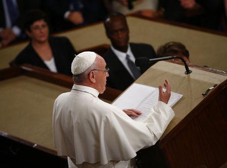 Pope Francis addresses a joint meeting of the Congress. PHOTO BY REUTERS/Tony Gentile