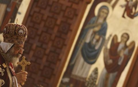 Pope Tawadros II, the 118th Pope of the Coptic Orthodox Church of Alexandria and Patriarch of the See of St. Mark Cathedral, leads Egypt's Coptic Christmas eve mass in Cairo, Egypt, January 6, 2016. PHOTO BY REUTERS/Amr Abdallah Dalsh