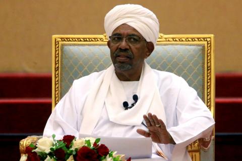 Sudan's Omar al-Bashir addresses a meeting at the Presidential Palace in Khartoum, Sudan, April 5, 2019. PHOTO BY REUTERS/Mohamed Nureldin Abdalla