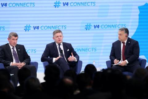 Czech Republic's Prime Minister Andrej Babis, SlovakiaÕs Prime Minister Robert Fico, Hungary's Prime Minister Viktor Orban attend a Visegrad Group panel discussion in Budapest, Hungary, January 26, 2018. PHOTO BY REUTERS/Stringer