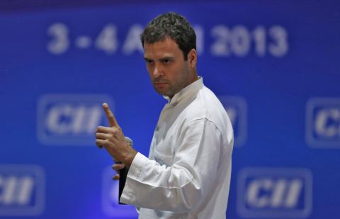 Rahul Gandhi, a lawmaker and son of India's ruling Congress party chief Sonia Gandhi, speaks during the 2013 annual general meeting