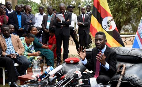 Ugandan musician turned politician, Robert Kyagulanyi also known as Bobi Wine addresses a news conference at his home in Kampala, Uganda, September 24, 2018. PHOTO BY REUTERS/Newton Nambwaya