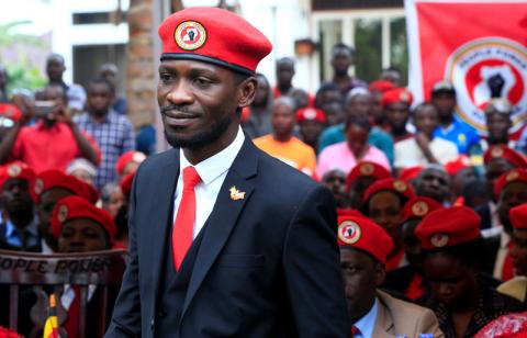 Ugandan musician turned politician, Robert Kyagulanyi also known as Bobi Wine arrives at the news conference at his home in Kasangati, Kampala, Uganda, July 24, 2019. PHOTO BY REUTERS/James Akena