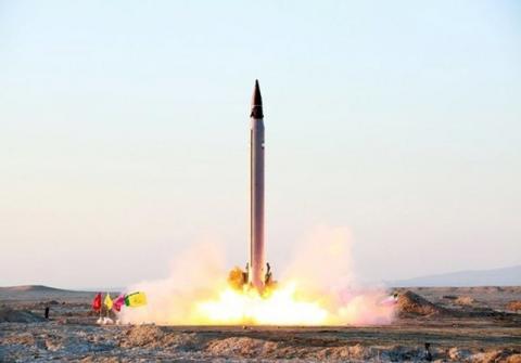 An Iranian Emad rocket is launched as it is tested at an undisclosed location, October 11, 2015. PHOTO BY REUTERS/farsnews.com