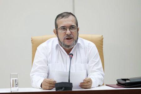 FARC rebel leader Rodrigo Londono, better known by the nom de guerre Timochenko, speaks during a news conference in Havana, September 23, 2015. PHOTO BY REUTERS/Alexandre Meneghini