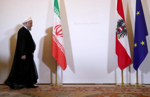 Iran's President Hassan Rouhani arrives at the Austrian Chancellery in Vienna, Austria, July 4, 2018. PHOTO BY REUTERS/Lisi Niesner