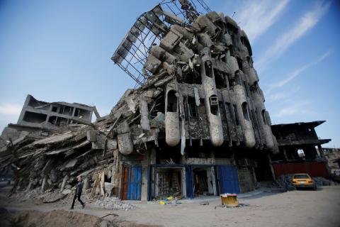 Destroyed building from previous clashes are seen in Mosul, Iraq, January 28, 2018. PHOTO BY REUTERS/Khalid Al-Mousily