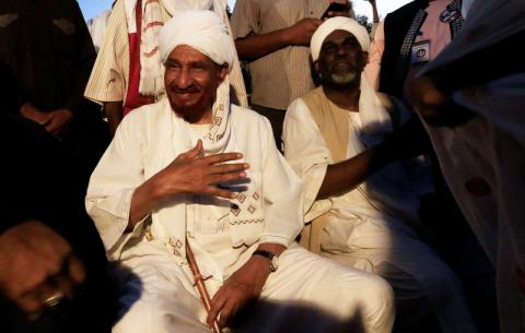 Sudanese leading opposition figure Sadiq al-Mahdi meets his supporters after he returned from nearly a year in self-imposed exile in Khartoum, Sudan, December 19, 2018. PHOTO BY REUTERS/Mohamed Nureldin Abdallah