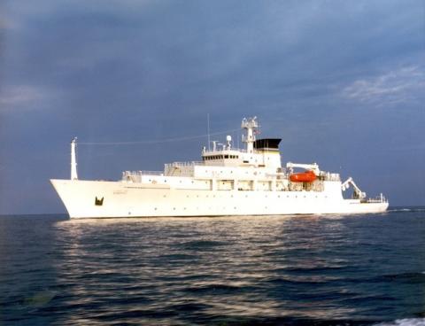 The oceanographic survey ship, USNS Bowditch, is shown September 20, 2002, which deployed an underwater drone seized by a Chinese Navy warship in international waters in South China Sea, December 16, 2016. PHOTO BY REUTERS/Courtesy U.S. Navy