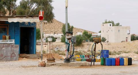A shop with fuel smuggling stirs is seen along a roadside in Remada town south Tunisia, October 12, 2018. PHOTO BY REUTERS/Zoubeir Souissi