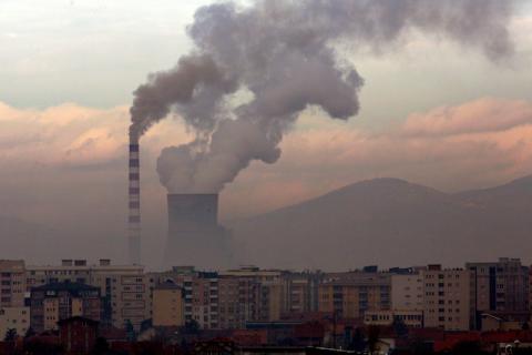 Smoke rises from a coal-fired power plant in Obilic, near Pristina, Kosovo, November 18, 2019. PHOTO BY REUTERS/Ognen Teofilovski