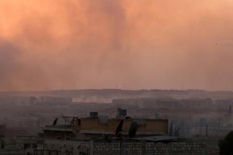 Smoke rises after airstrikes on Aleppo's Castello road, Syria, June 2, 2016. PHOTO BY REUTERS/Abdalrhman Ismail