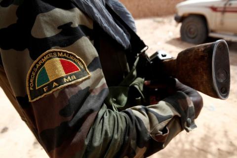A Malian Armed Forces patch worn by a soldier is pictured during the regional anti-insurgent Operation Barkhane in Tin Hama, Mali, October 19, 2017. PHOTO BY REUTERS/Benoit Tessier