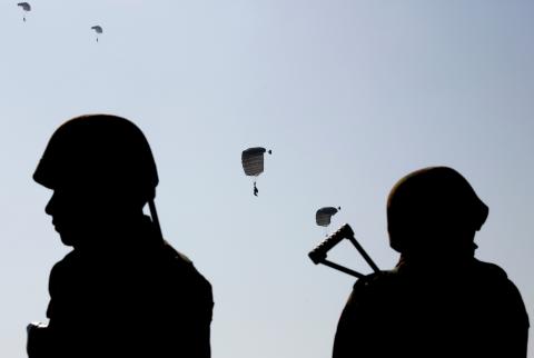 Myanmar military troops take part in a military exercise at Ayeyarwaddy delta region in Myanmar, February 3, 2018. PHOTO BY REUTERS/Lynn Bo Bo
