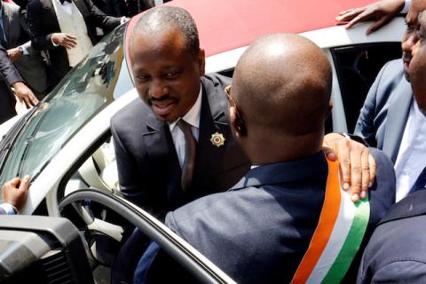 Former rebel leader Guillaume Soro is seen leaving the National Assembly after he resigned as parliament speaker in Abidjan, Ivory Coast, on February 8, 2019. PHOTO BY REUTERS/Thierry Gouegnon