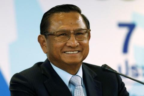 Thailand Election Commission's chairman Supachai Somcharoen smiles during a news conference for the official referendum result at the Election Commission Office in Bangkok, Thailand, August 10, 2016. PHOTO BY REUTERS/Chaiwat Subprasom