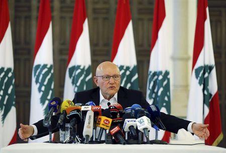 Lebanon's Prime Minister Tammam Salam speaks during a news conference at the government palace in Beirut, Lebanon, August 23, 2015. PHOTO BY REUTERS/Mohamed Azakir