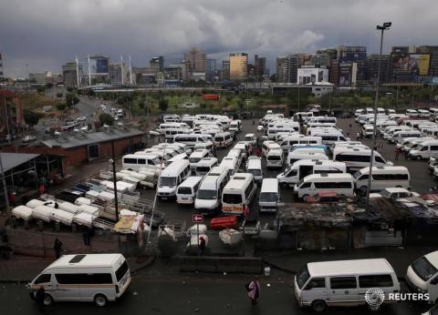 Taxis are seen at a terminal in Johannesburg, South Africa. PHOTO BY REUTERS/Siphiwe Sibeko
