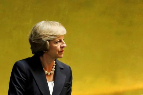 British Prime Minister Theresa May enters the General Assembly Hall to speak during the 71st United Nations General Assembly in Manhattan, New York, U.S., September 20, 2016. PHOTO BY REUTERS/Eduardo Munoz