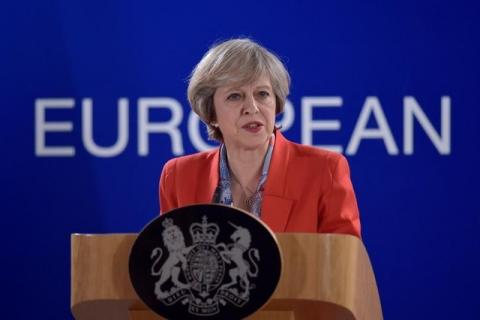 Britain's Prime Minister Theresa May holds a news conference after the EU summit in Brussels, Belgium, October 21, 2016. PHOTO BY REUTERS/Eric Vidal